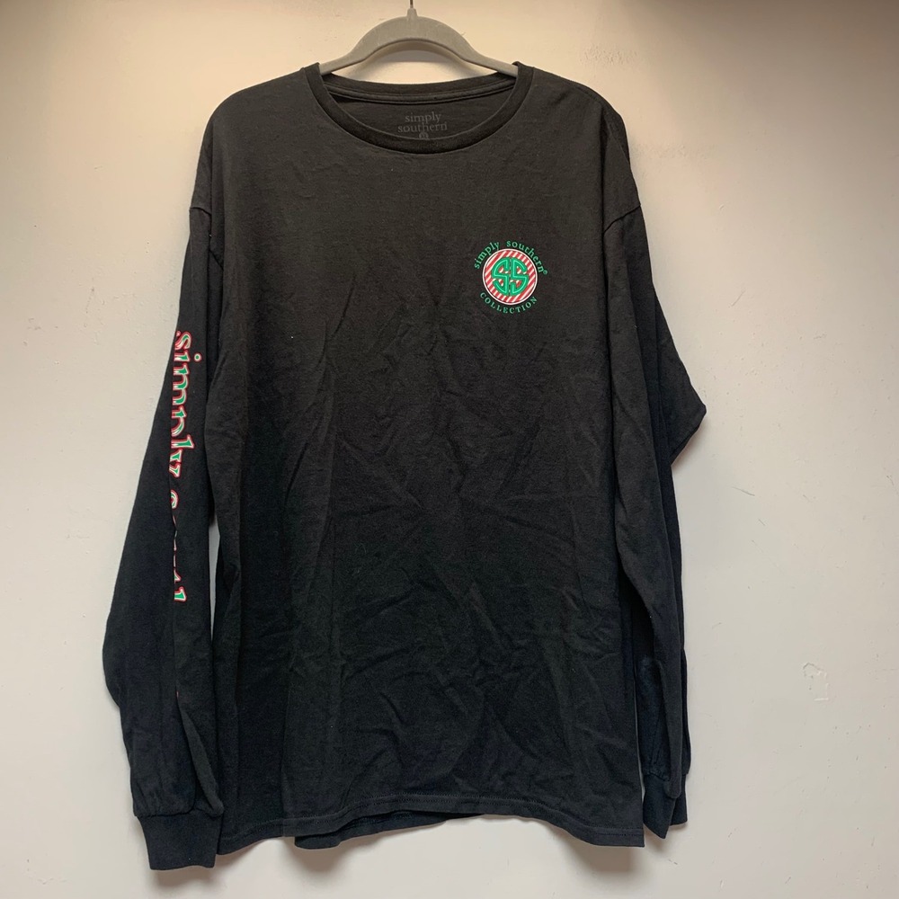 Simply Southern Long Sleeve T-Shirt XL Black Excellent Jolly Enough Dog Graphic